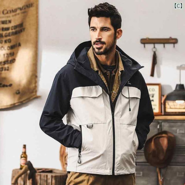 [5XL2 ]春 コーデ メンズ 用 服 シンプル ファッション オシャレ 大人 かっこいい 大きいサイズ ストリート 紳士服 アメリカン レトロ ワークウェア ジャケット アウトドア カジュアル フード