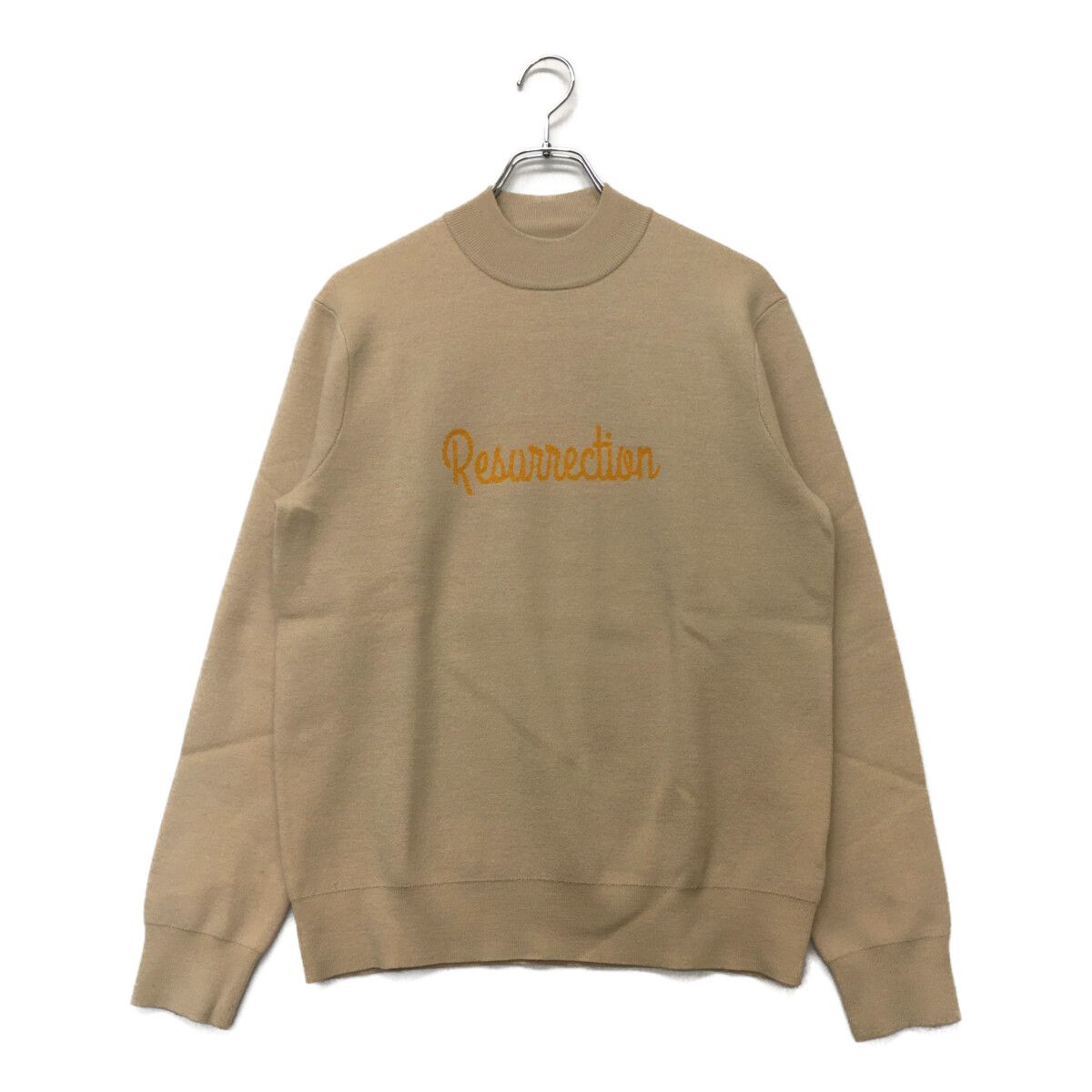 メンズ レザレクション Resurrection セーター M ベージュ ロゴ入り モックネック ハイネック ニット