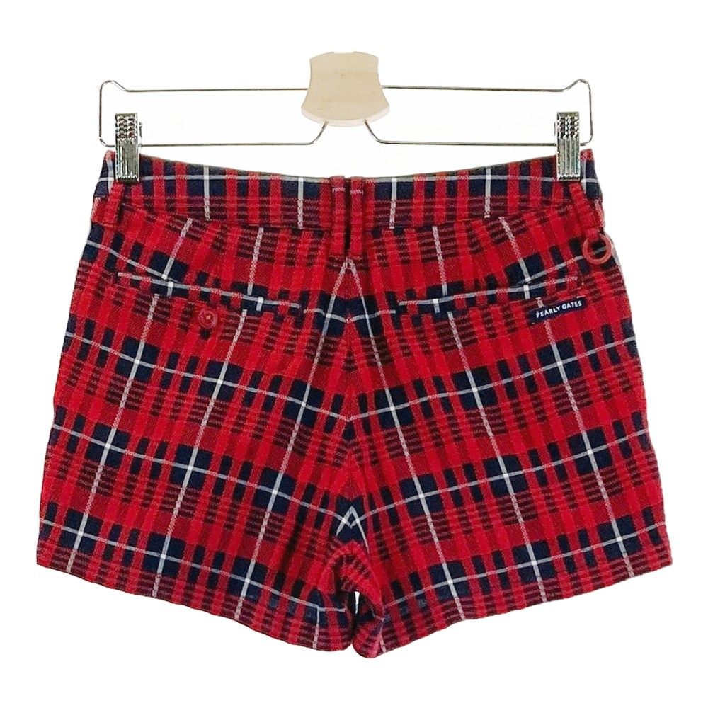【新品】パーリーゲイツ レディース　ストレッチ　ショートパンツ　赤チェック柄 サイズ：0 PEARLY GATES パーリーゲイツ ストレッチ ショートパンツ