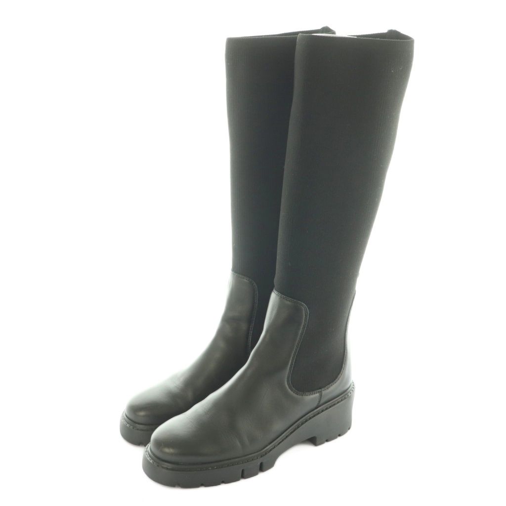 ウニサ UNISA ストレッチロングブーツ リブ 38 黒 ブラック |SS OS SH