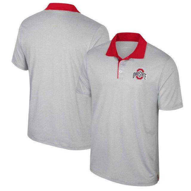 【送料無料】 コロシアム メンズ Tシャツ トップス Men's Colosseum Gray Ohio State Buckeyes Big & Tall Tuck Striped Polo Osu Grey
