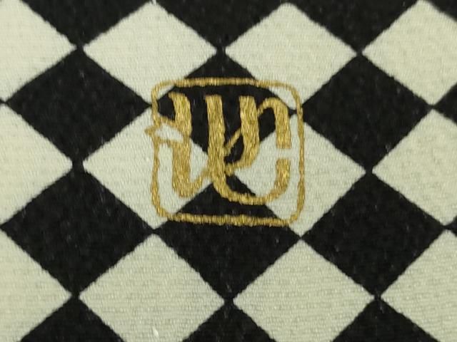 平和屋着物□極上 池田重子コレクション 小紋 単衣 市松菱文 黒×白  