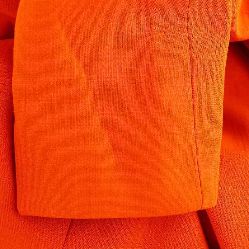 フォクシー FOXEY ミンク襟 ワンピース 膝丈 五分袖 38 オレンジ 28292