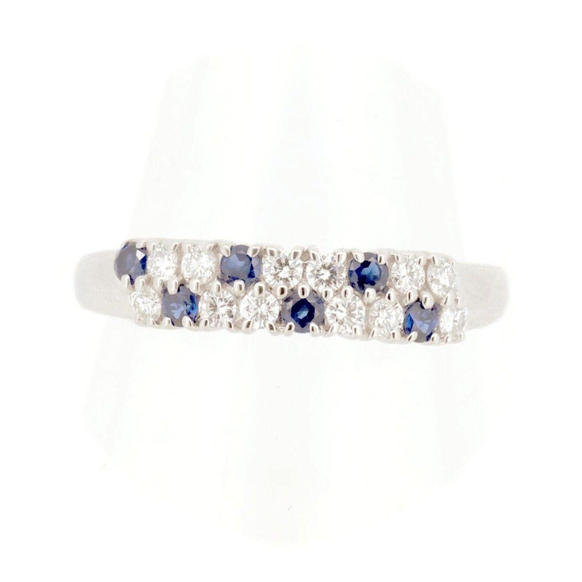 ミキモト サファイア ダイヤモンド リング 指輪 S0.30ct D0.35ct 17号  