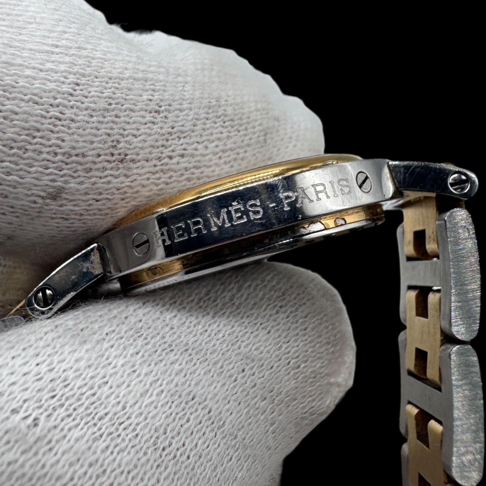 新品電池稼働 良品 HERMES エルメス クリッパー デイト Hベルト