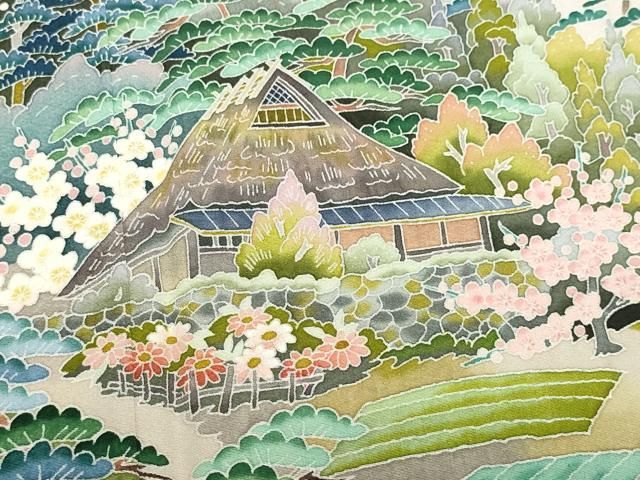 平和屋着物●本加賀友禅作家 谷崎善治 色留袖 郷愁の里 暈し染め 正絹 CAAZ1077vf WWW_MORNINGWALKER_COM