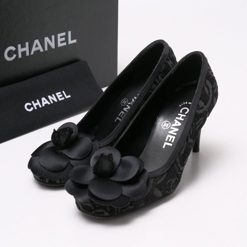 □美品□CHANEL シャネル パンプス サイズ5 カメリア フラワー