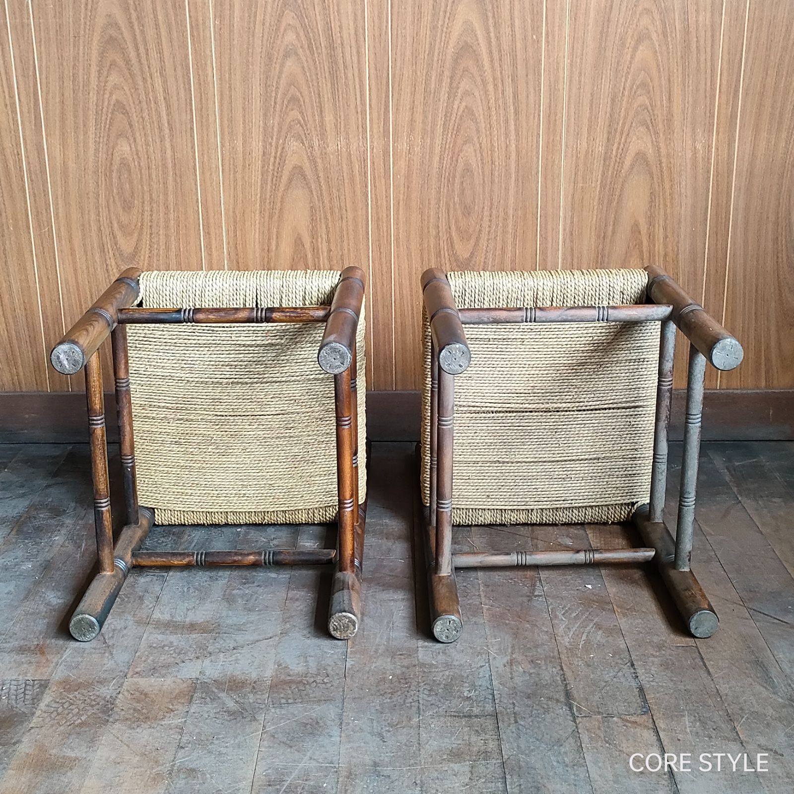伝統家具 HIKARI 民芸調 チェア 座編み 藁編み ラッシチェア