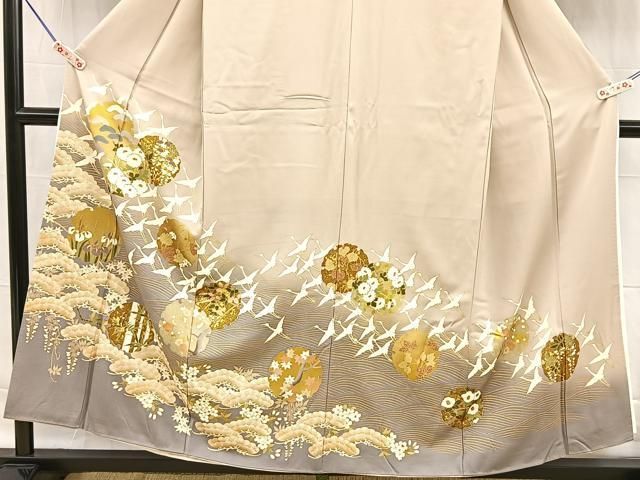 平和屋着物□豪華色留袖 駒刺繍 雪輪飛鶴花文 暈し染め 金彩