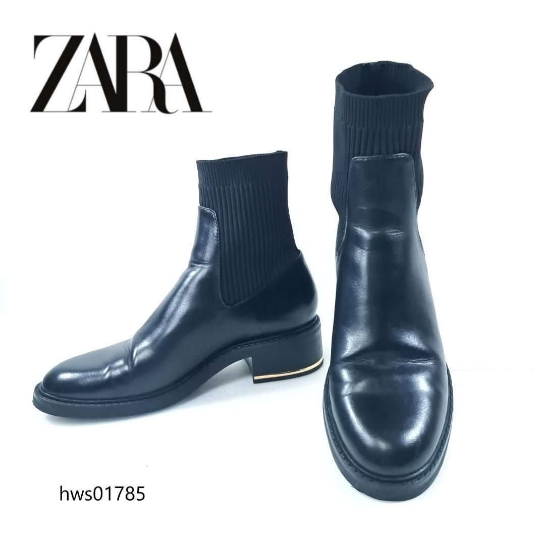 ZARA　サイドゴアブーツ・ヒールブーツ　43 ZARA ザラ サイドゴア ブーツ 美品 43 ブラック メンズ 靴