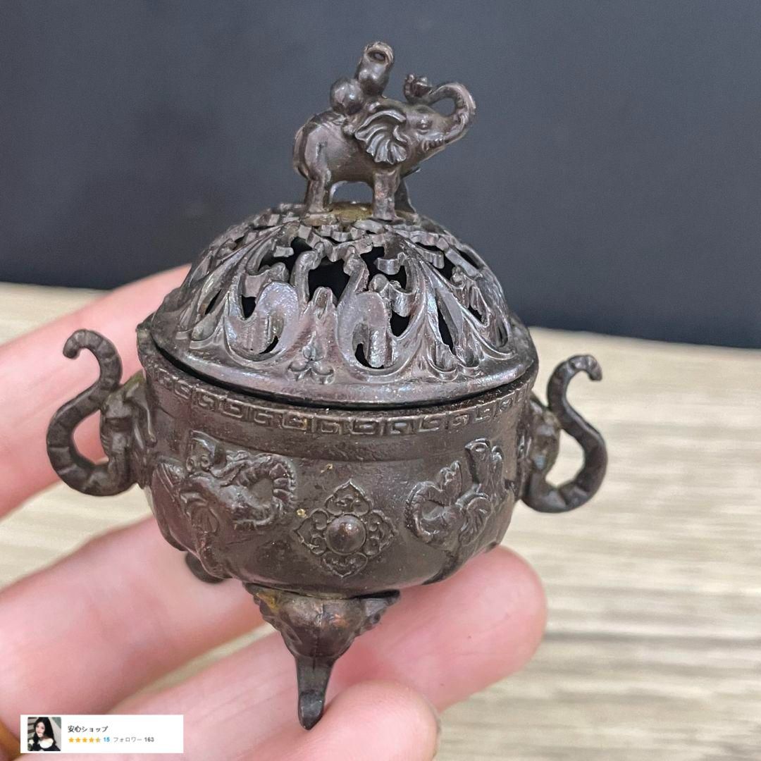 銅 細工 象蓋香炉 塔香炉 檀香炉 香具茶台薫香炉 工芸品 置物