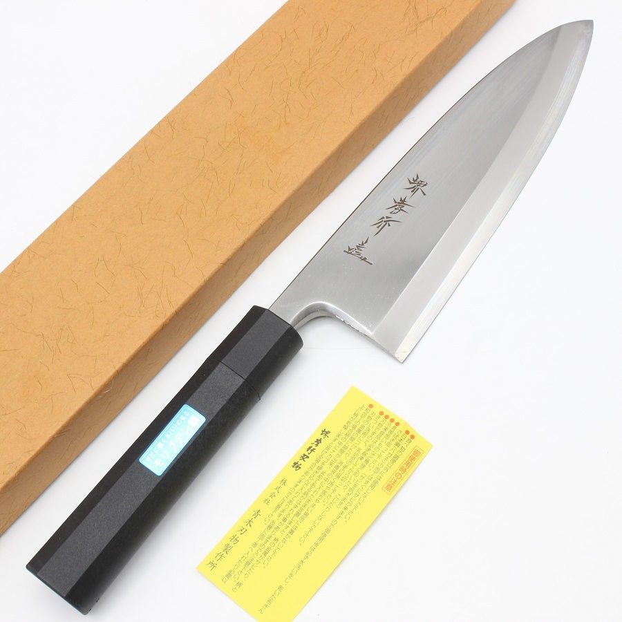 新品】堺孝行 モリブデン鋼 七寸 PC黒柄 出刃包丁 刃渡り210mm