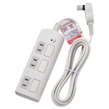 ELPA(エルパ) 耐雷サージ フラットスイッチ付タップ 3個口2m ホワイト WBS-LS302F(W)