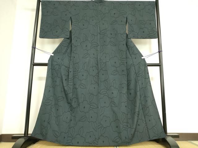 平和屋着物▽本塩沢 単衣 100亀甲 立涌文 正絹 逸品 CAAV0909ou （平和  