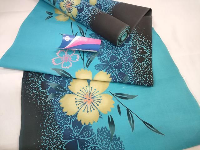 平和屋着物＊夏物 浴衣 反物 着尺 枝花文 撫子 コーマー糸 綿 ♥ DAAW7492zzz