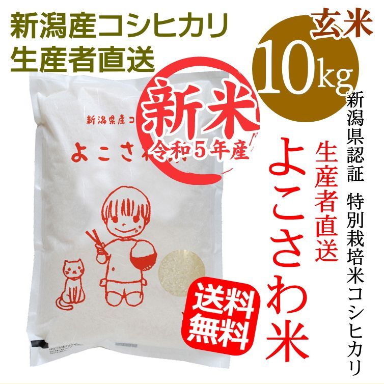 新潟県認証　新潟産こしひかり　特別栽培米コシヒカリ　よこさわ米　玄米　10キロ　新米　メルカリ