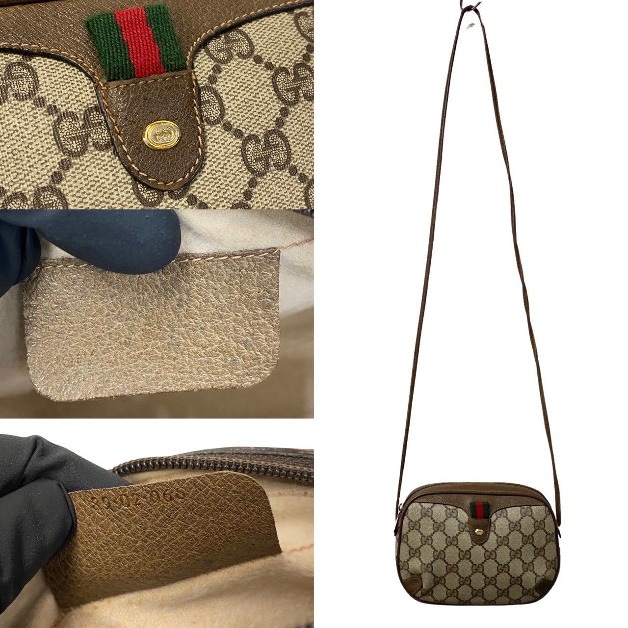 極上 美品 GUCCI オールドグッチ グッチ ヴィンテージ シェリーライン GG ロゴ レザー 本革 ミニ ショルダーバッグ ブラウン 20804  - メルカリ