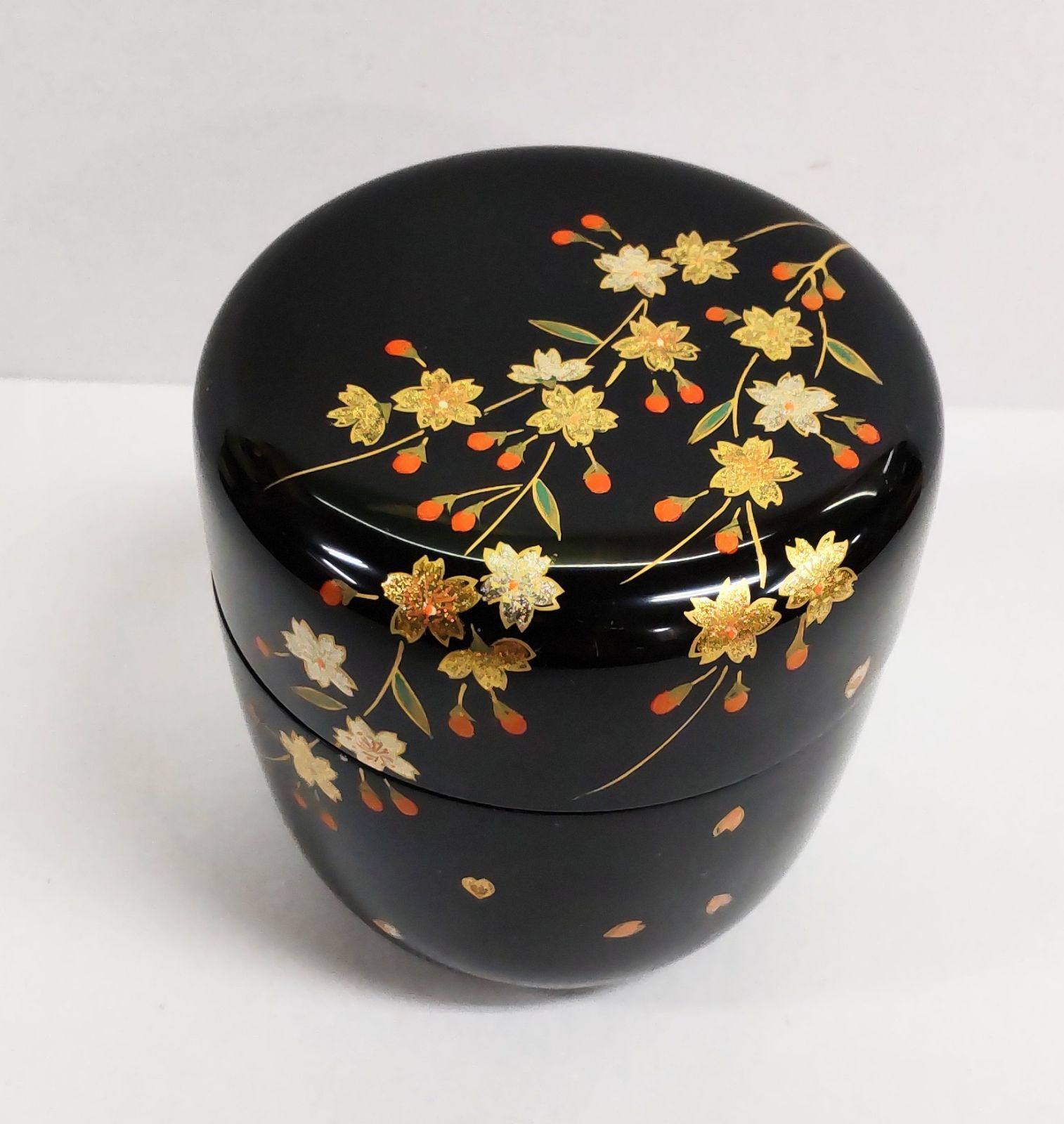 茶器⁄茶道具 なつめ（お薄器） 中棗 枝垂桜蒔絵 佐々木麗峰作 P007