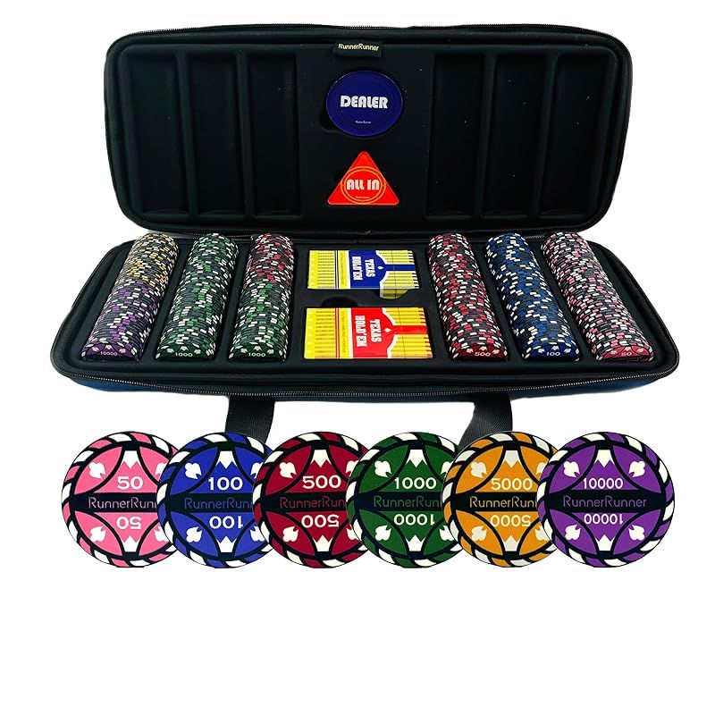 RunnerRunner 富士山| セラミックポーカーチップセット 300枚 39mm 10g 円の額面が親しみやすい 革新的な超軽量EVAケース テキサスホールデム用 日本のポーカートーナメント愛好者へのギフト 0