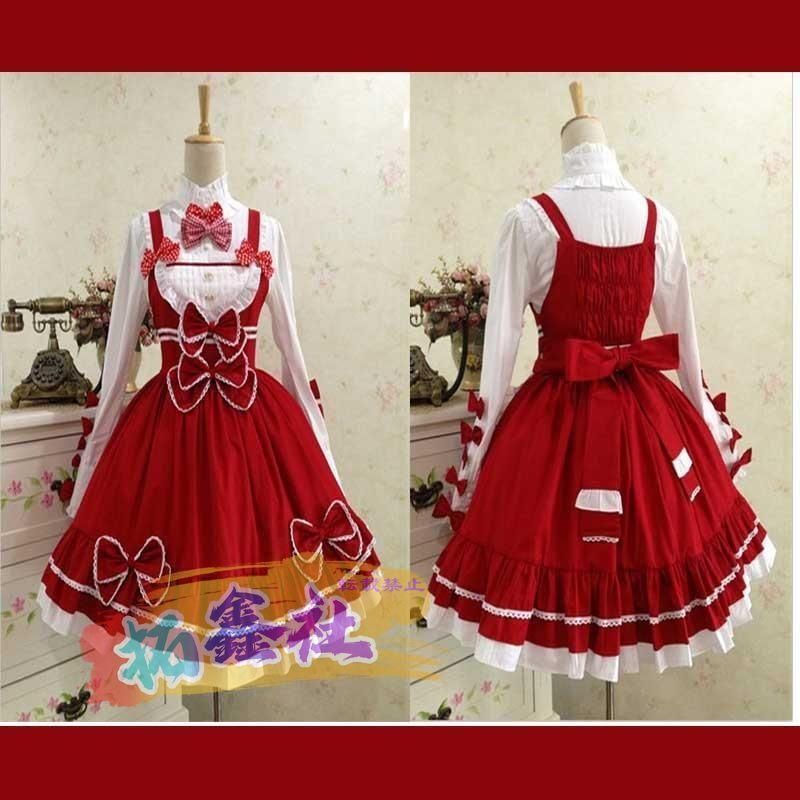 受注生産|S|M|L|XL|2XL 赤ずきん ロリータ 洋服 マント メイド ワンピース コスプレ レース 赤 レッド 4点セット IMPECCABLEHEALTHCARESERVICES_COM