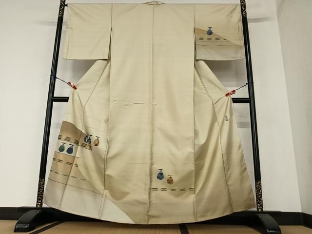 平和屋着物●京の名門 じゅらく謹製 訪問着 紬地 刺繍 漢方草木染 成り物 正絹 逸品 未使用 AAAZ0189zg 平和屋着物○京の名門 じゅらく謹製 訪問着 紬地 刺繍 漢方草木染