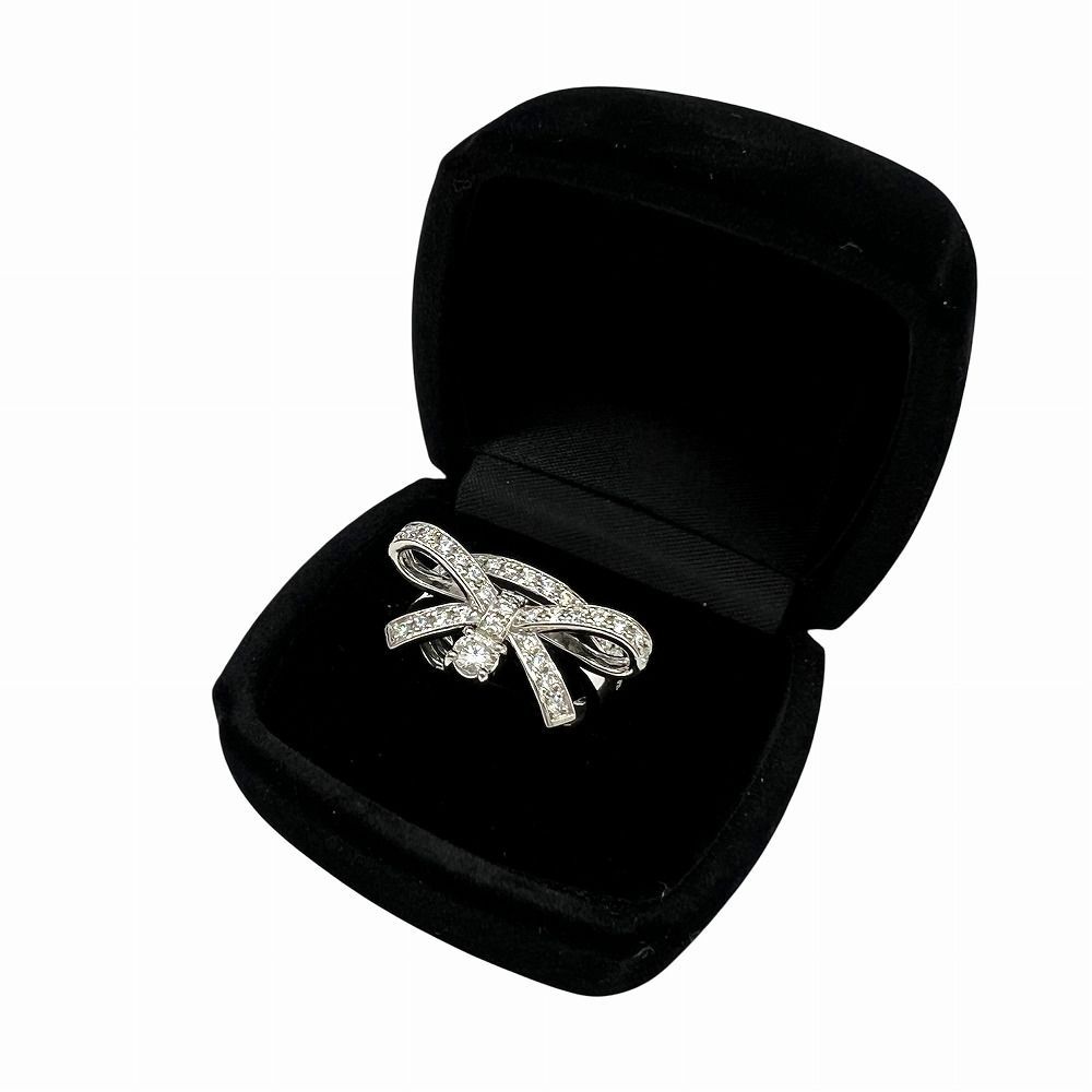 ダイヤモンド リボン リング 指輪 プラチナ PT900 0.19ct 0.66ct 10.4g  