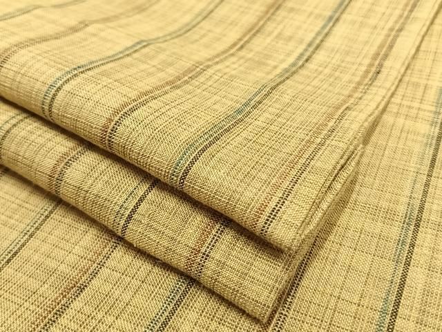 平和屋着物▽上質な紬 単衣 縞 正絹 逸品 CAAT0766dy