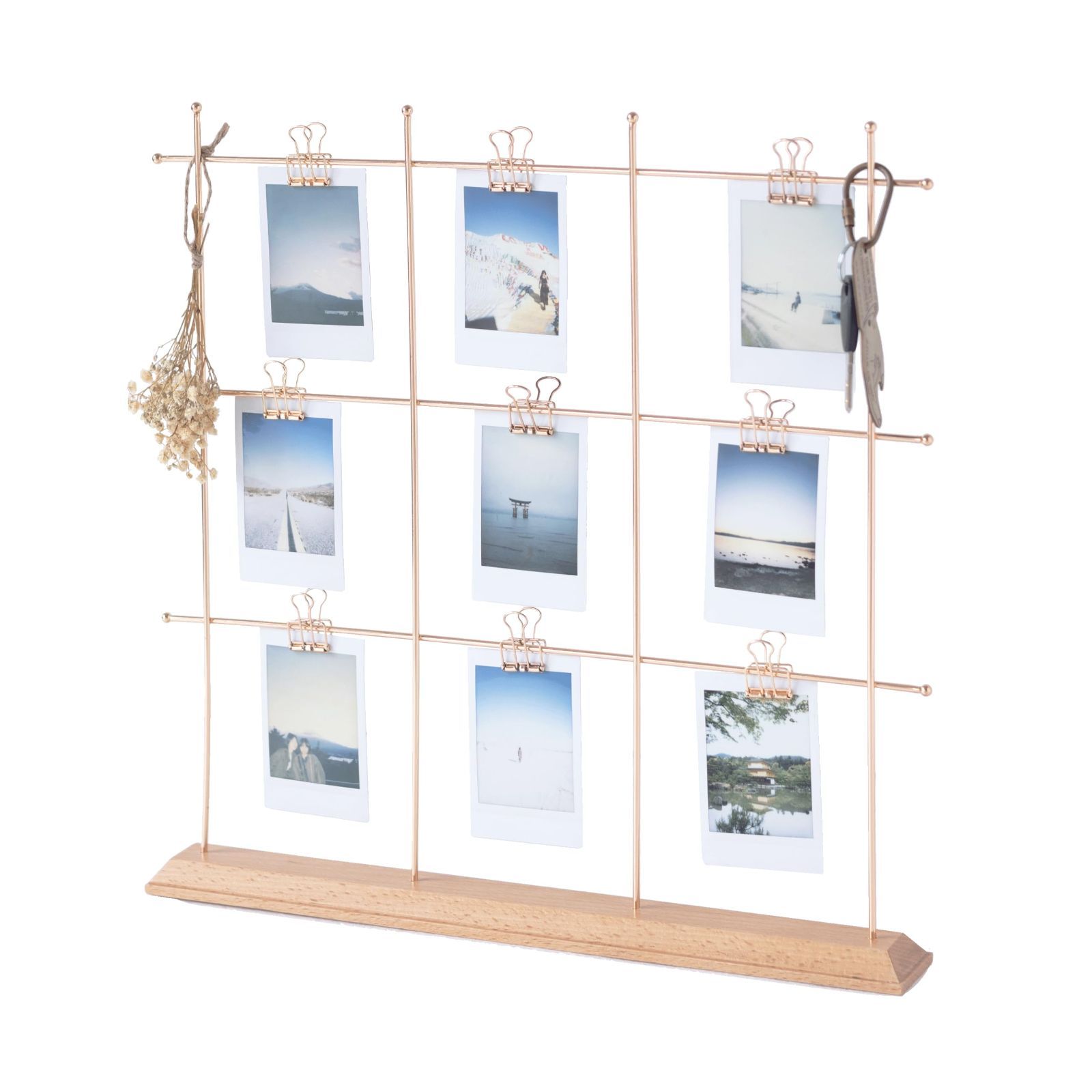 シャンパンゴールド クリップ10個付き 結婚式 北欧風インテリア 36x36cm 写真立て メモボード 自立式ワイヤーボード ウェルカムスペース