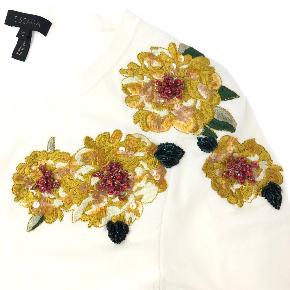 ESCADA エスカーダ 半袖ニット サイズ:XS ホワイト レディース 