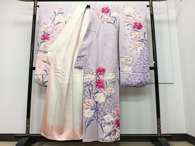 平和屋着物□豪華振袖 草花文 暈し染め 銀彩 正絹 逸品