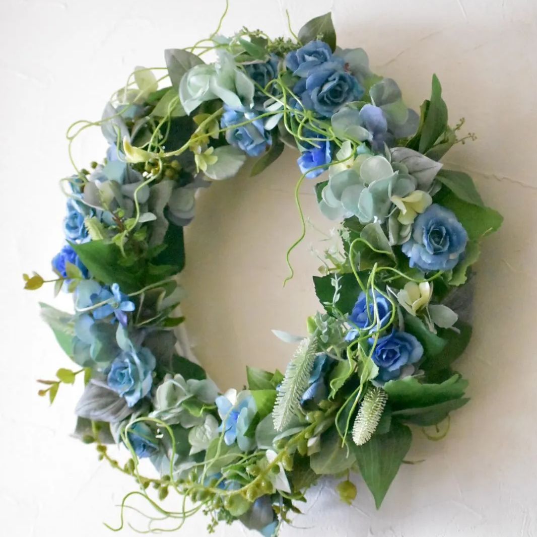 SALE☆春のガーデン☆爽やかな風香るブルーローズのリース☆35cm  