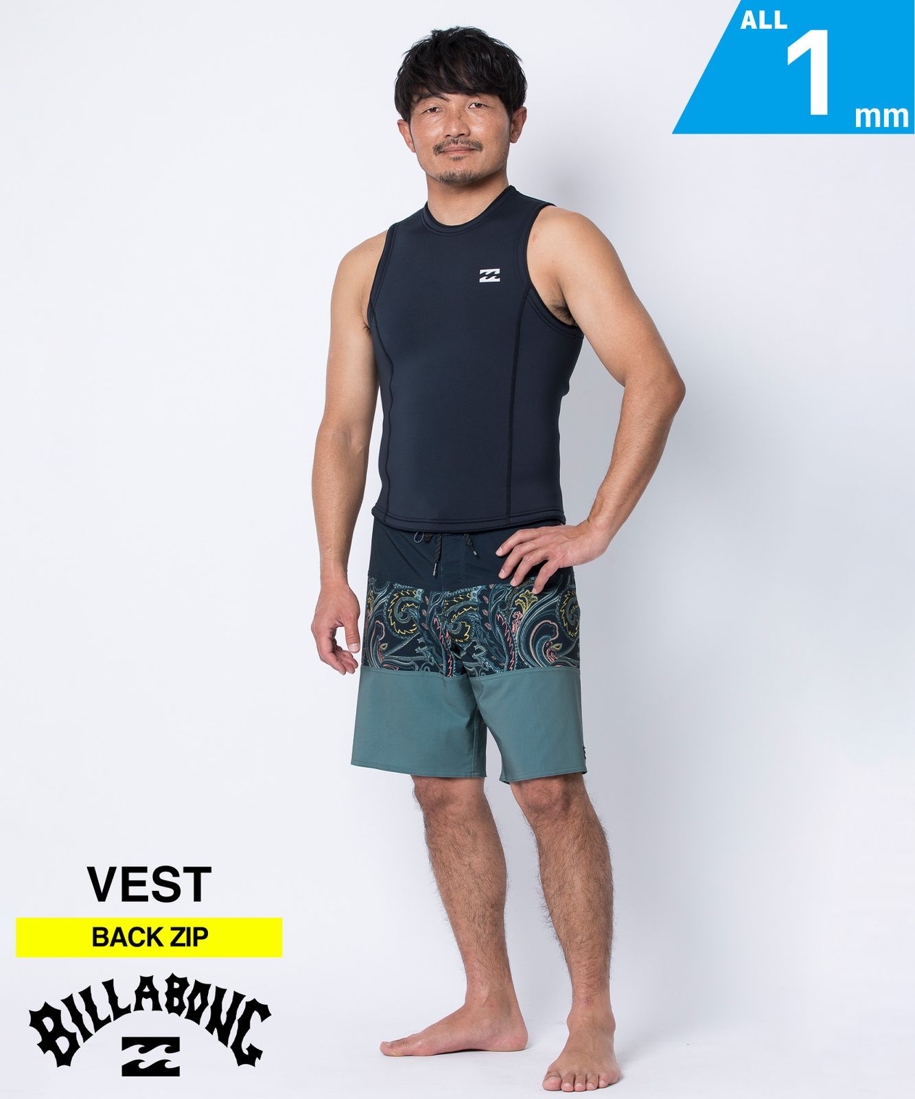 ムラスポ公式 BILLABONG ビラボン ABSOLUTE NATURAL VEST 1mm BF018-884 メンズ ウェットスーツ ベスト ムラサキスポーツ
