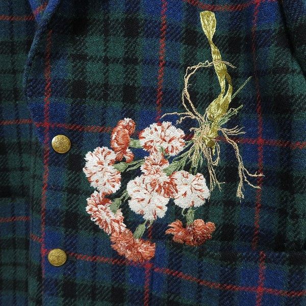 レディース ワンダフルワールド チェック柄 花柄刺繍 テーラード