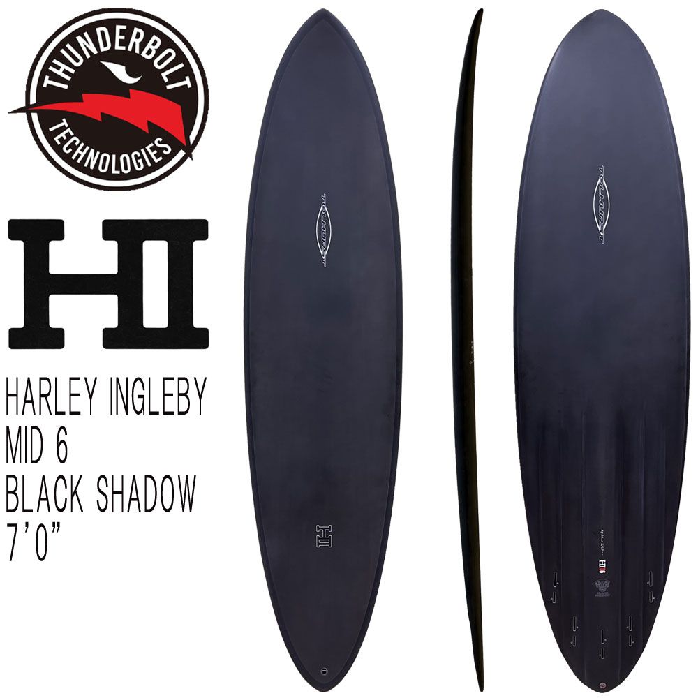 2024 THUNDERBOLT HARLEY INGLEBY MID6 7'0 BLACK SHADOW/サンダーボルト ハーレーイングルビーミッドシックス ブラックシャドウ トンビ製 ミッドレングス サーフボード サーフィン 営業所止め