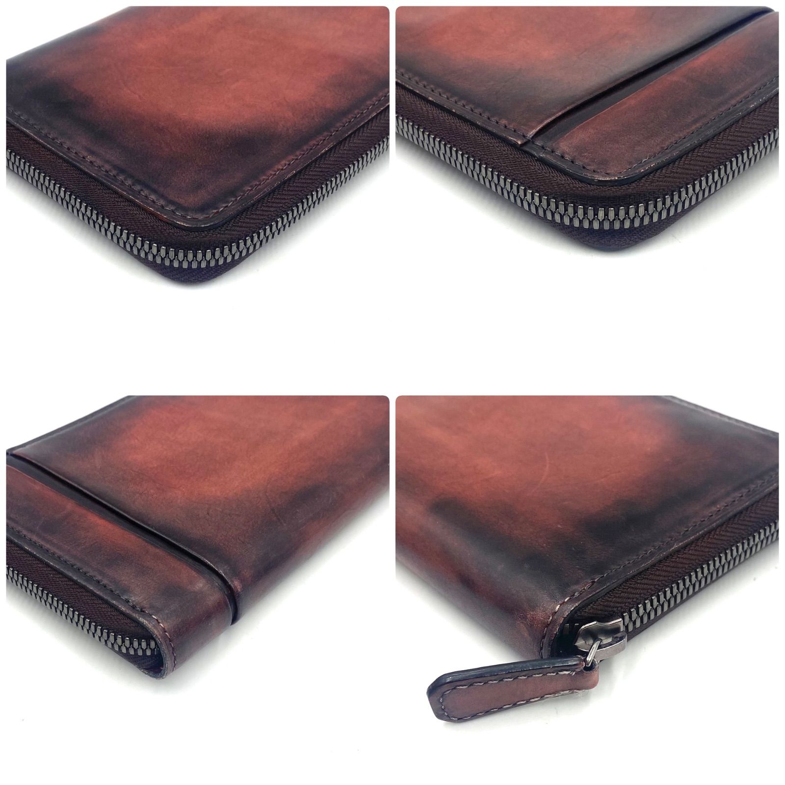 ベルルッティ カリグラフィ ラウンドファスナー長財布　レッドレザー　シルバー金具 Berluti ベルルッティ 財布 ウォレット カリグラフィー レザー