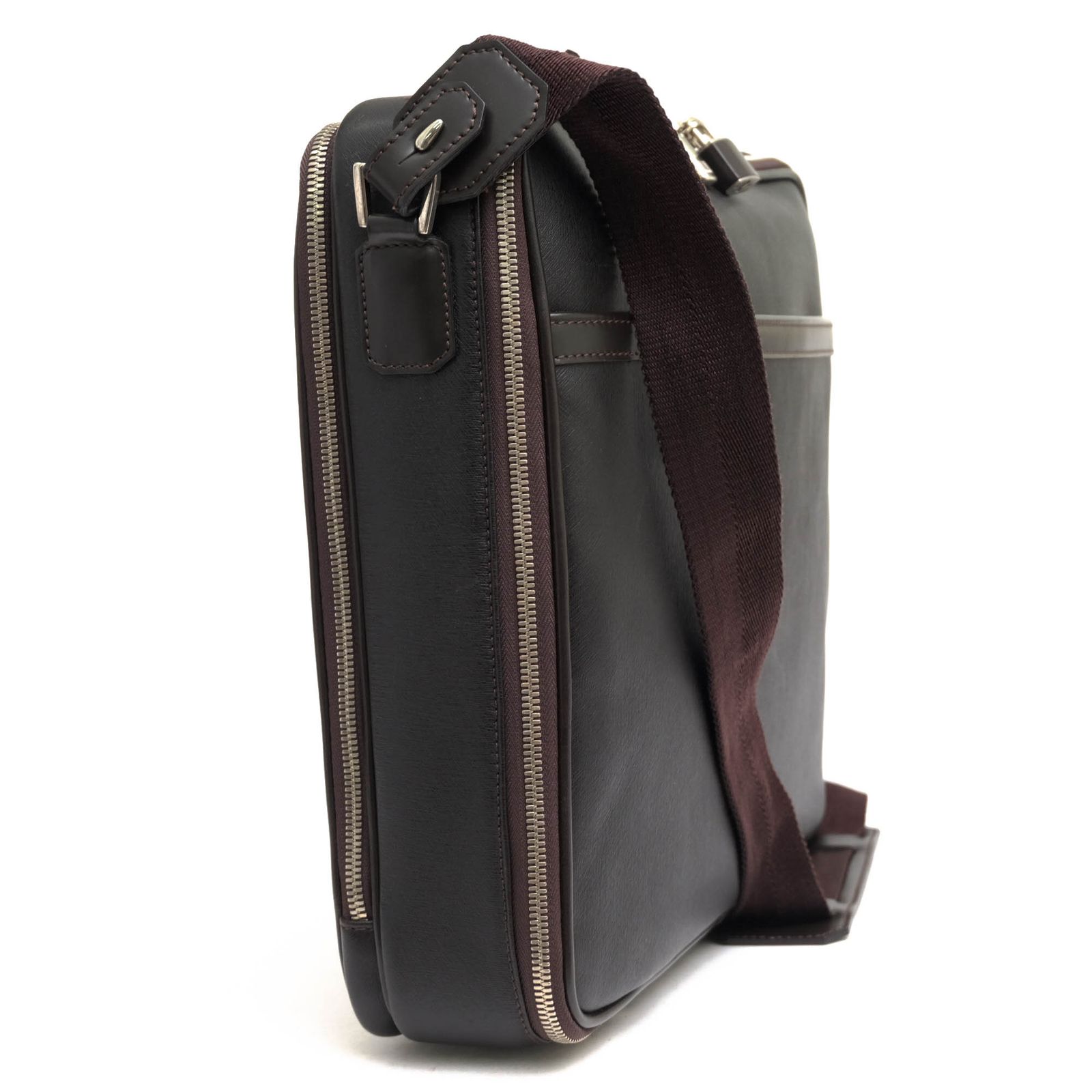 美品 dunhill 2way ビジネスバッグ シボ革 ダークブラウン ダンヒル