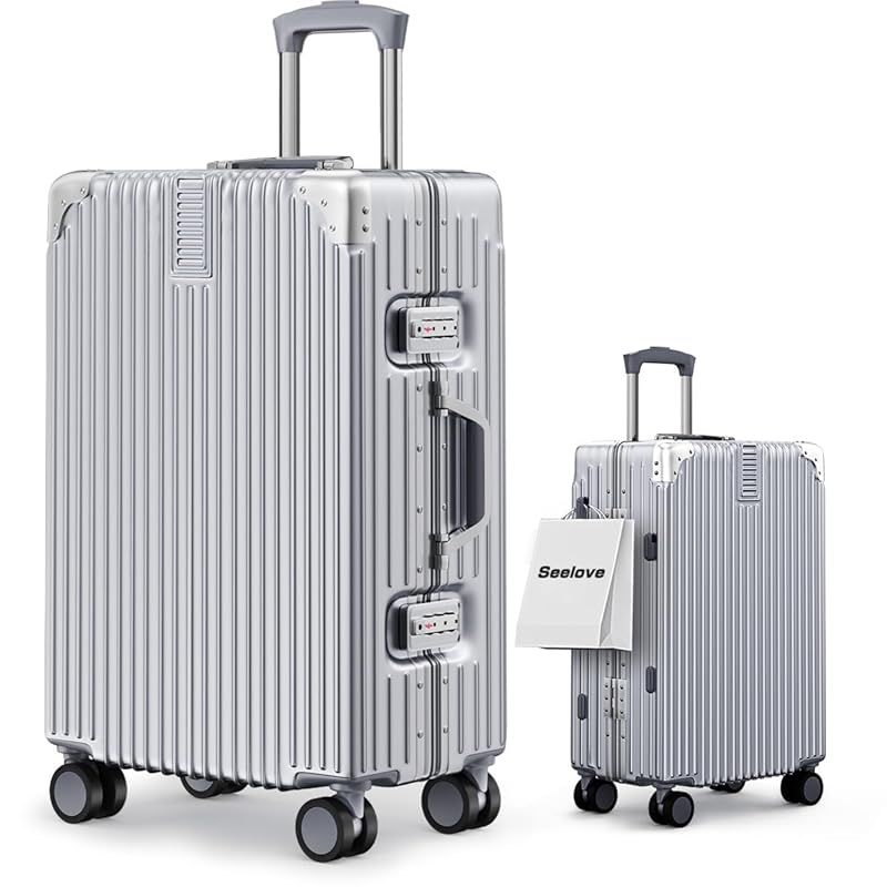 Seelove スーツケース キャリーケース 機内持ち込み ABS PC 耐衝撃 大容量 超軽量 キャリーバッグ S|M|Lサイズ 360度回転 静? ?型 luggage suitcase キャスター TSAロック 出張 旅? Mサイズ 5~7泊|6 1