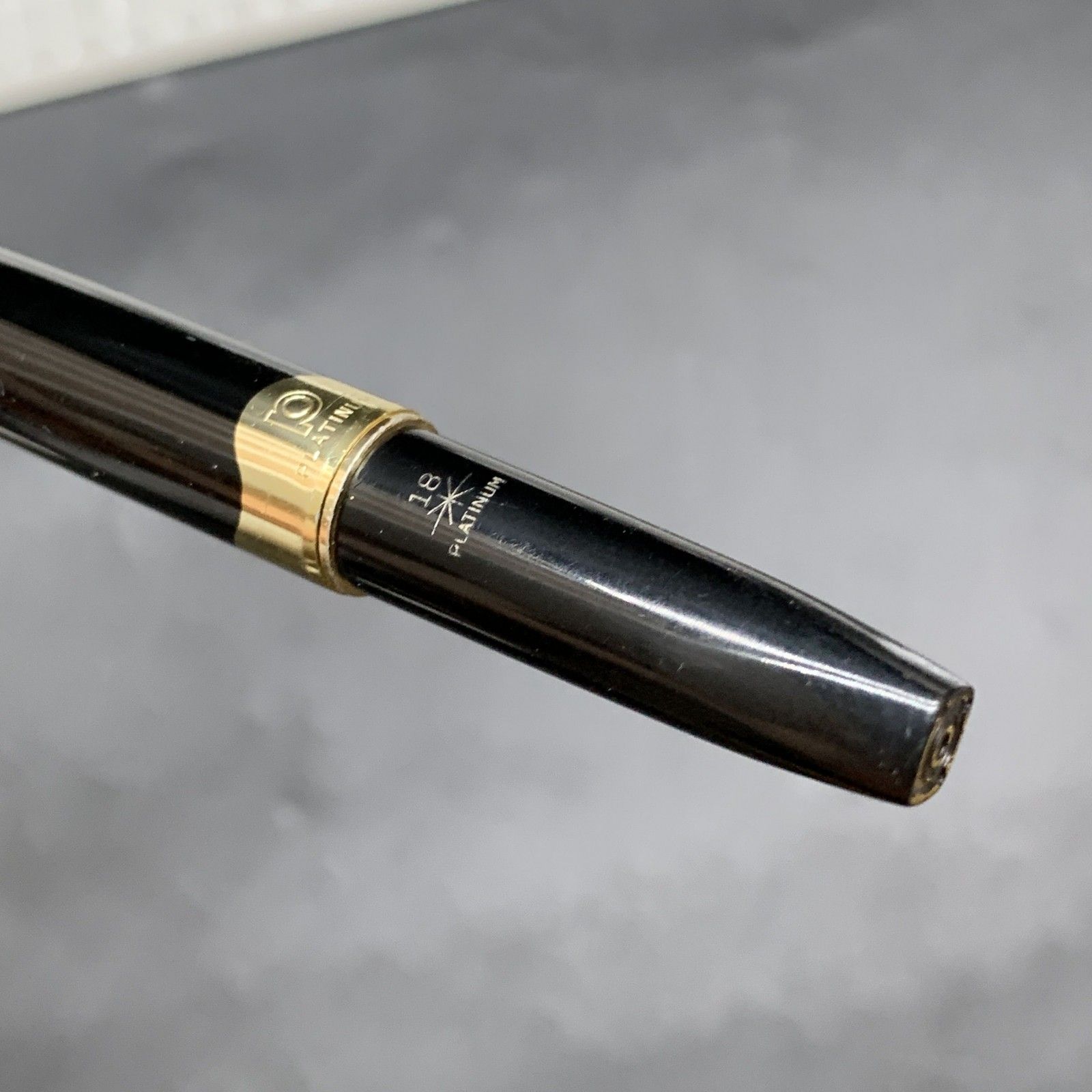E363 ペン先18k PLATINUM プラチナ 万年筆 ショート K18 18金 細軟 ブラックボディ 昭和レトロ 筆記未 WWW_SKLAD-KIRPICHA_RU