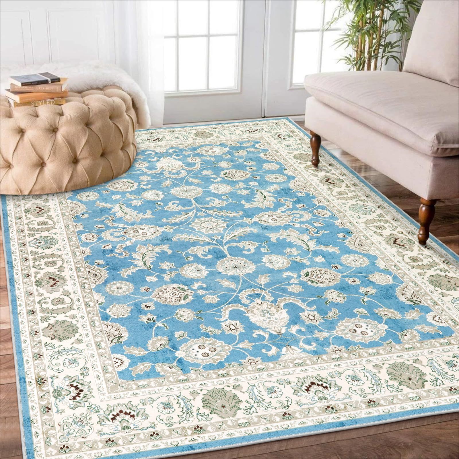 ペルシャカーペット ラグ 青 150×200cm ペルシャカーペット ラグ