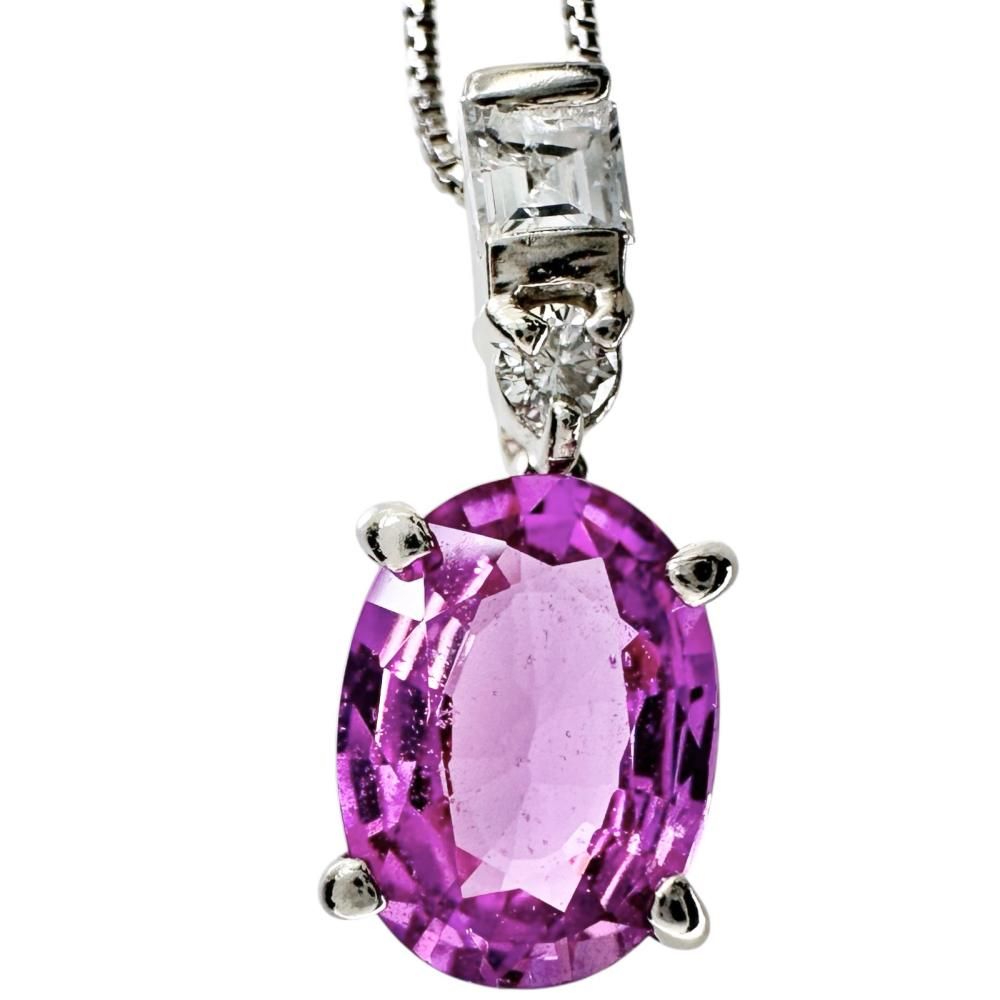 ピンクサファイア 1.373ct ダイヤモンド 0.13ct ネックレス