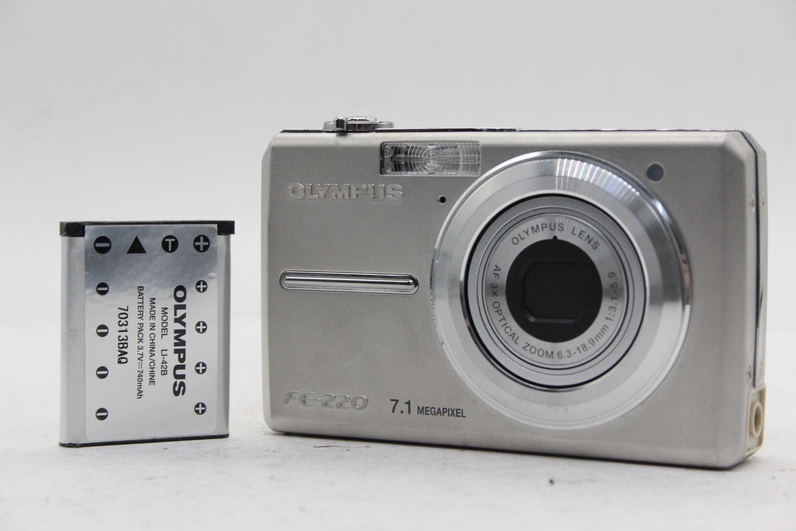 返品保証】 オリンパス Olympus FE-220 AF 3x バッテリー付き 