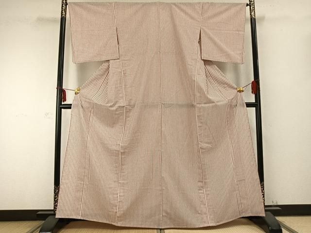 平和屋着物 小紋 単衣 縞 洗える着物 AABC0320fy