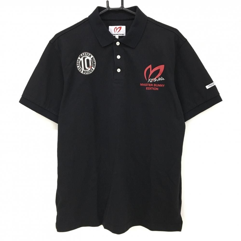 美品】マスターバニー 半袖ポロシャツ 黒 ロゴプリント 10周年