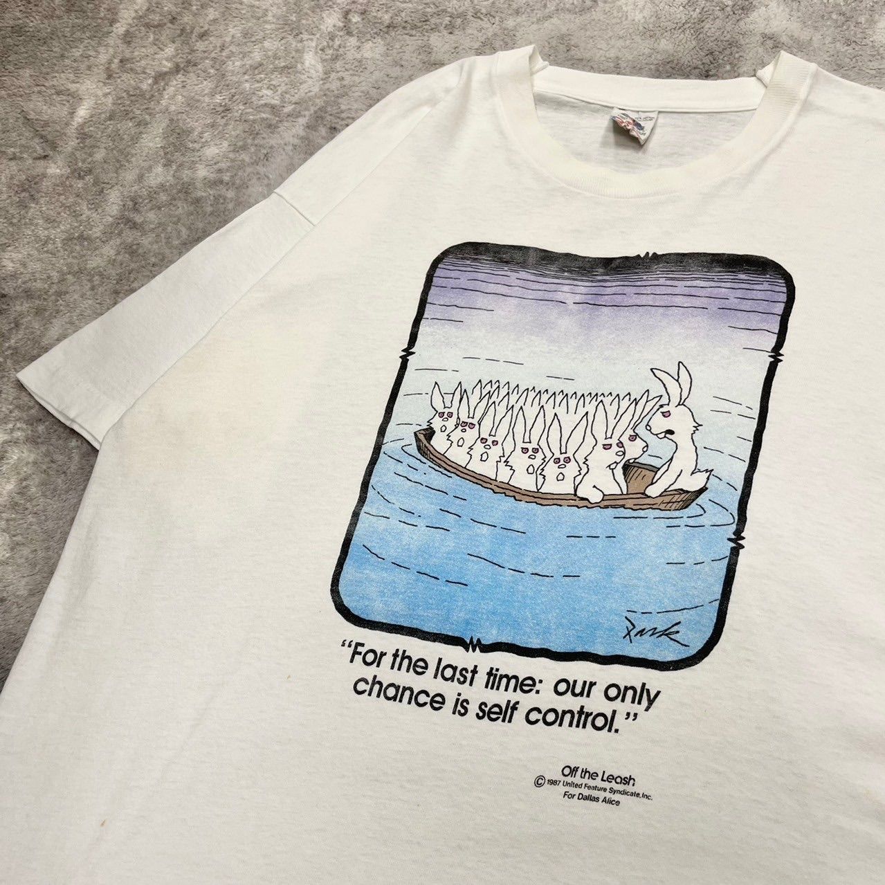 80s USA製 フルーツオブザルーム Tシャツ 半袖 アニマル うさぎ イラスト プリント XL 古着 古着屋 埼玉 ストリート オンライン 通販 アメカジ ビンテージ 2404394