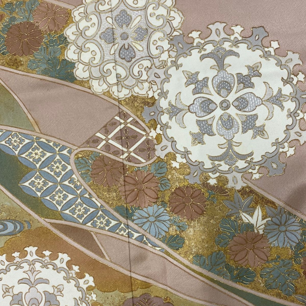 色留袖 身丈161cm 裄丈64.5cm M 袷 コシノヒロコ 落款 鳥 松 金糸 薄 