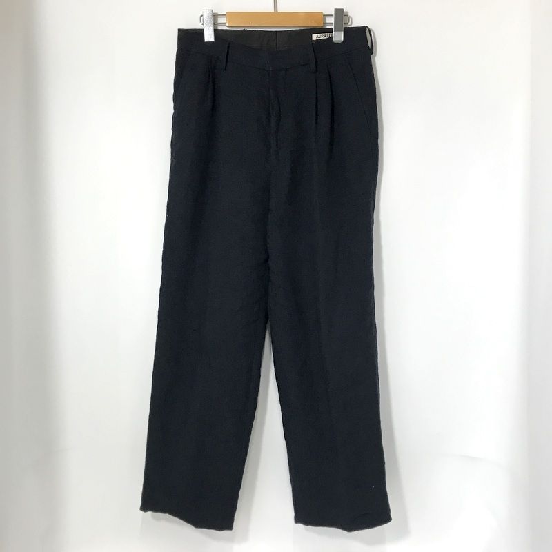 AURALEE LINEN SILK TWEED SLACKS スラックス A24SP02LS リネン シルク パンツ 無地 古着 サイズ3 M相当 オーラリー ボトムス A13899◆