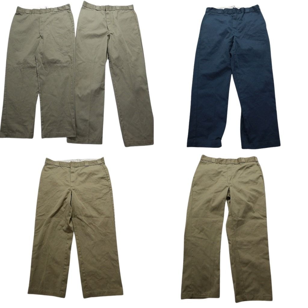 古着卸 ディッキーズ Dickies パンツ 5枚セット メンズ 38 |40 ストレート ネイビー ベージュ 古着 NA2112
