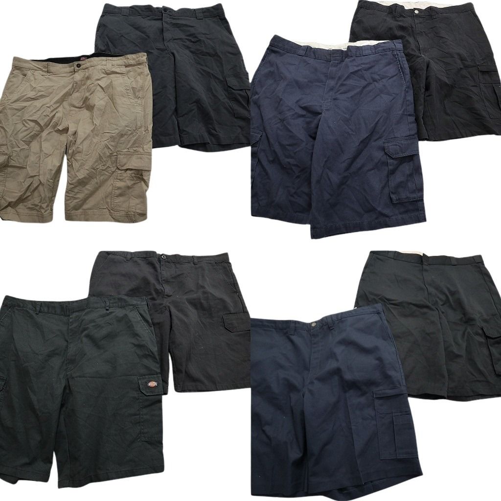 古着卸 ディッキーズ Dickies カーゴショートパンツ 8枚セット メンズ 42 |44 ブラック ネイビー ベージュ 古着 NA4821