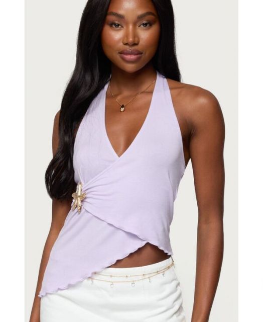 【送料無料】 アディクテッド レディース シャツ トップス Womens Arian Starfish Asymmetric Halter Top Lilac