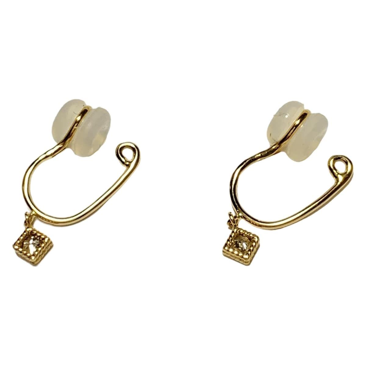 cocoshnik ココシュニック イヤリング - K10YG×ダイヤモンド 総2Pダイヤ 片側1Pダイヤ